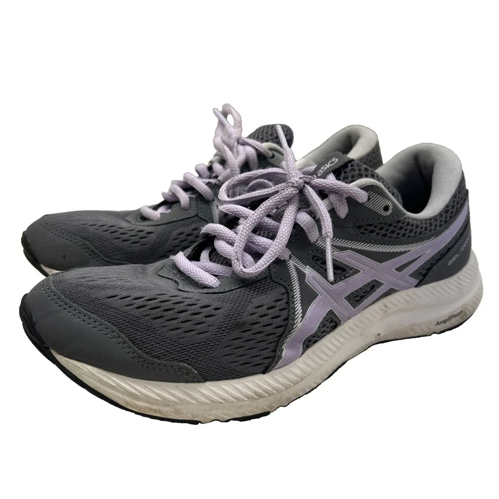 ASICS Gel-Contend 7 Women's Running Shoes Gray Purple Athletic Sneakers Size 8